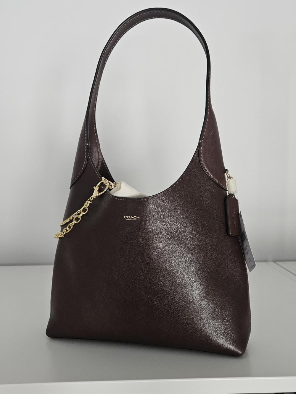 COACH NWT Brooklyn 28 Shoulder Bag in Dark Brown with Gold Hardware